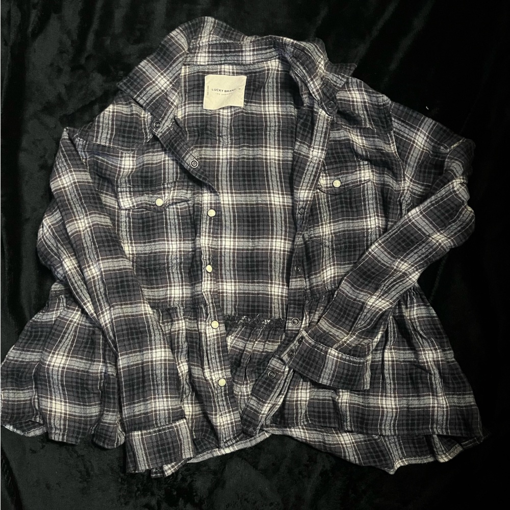Lucky Brand Black and White Plaid Shirt
